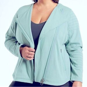 Athleta Women's Plus Size Organic Cotton Zip-Up Long Sleeve Moto Jacket Size 2X